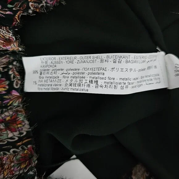 ZARA New Paisley Floral Print Metallic Boho Tiered Full Black Midi Skirt - Picture 11 of 13